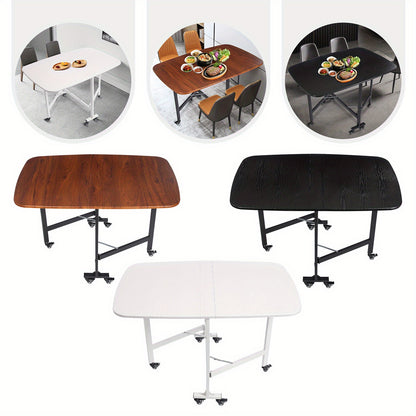Klappbare Tafel – Inklapbare Tafel – Vouwtafel – Opvouwbare Tafel – Mobiele Tafel – Zwart – Stevig Mdf Met Stalen Frame – Voor Binnen en Buiten – 120x80x75 CM – 6 Wielen Met Remmen