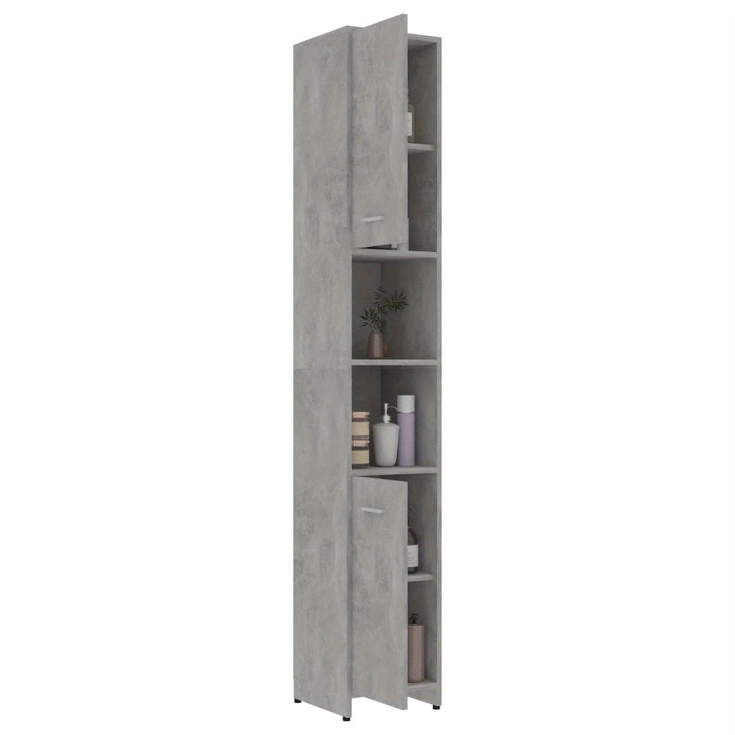 Badkamerkast – Opbergkast – Kolomkast – Kast Met Deuren – Smalle Badkamerkast – Beton Grijs – 30x30x183,5 cm – Gemaakt Van Hygiënisch Kunstmatig Hout