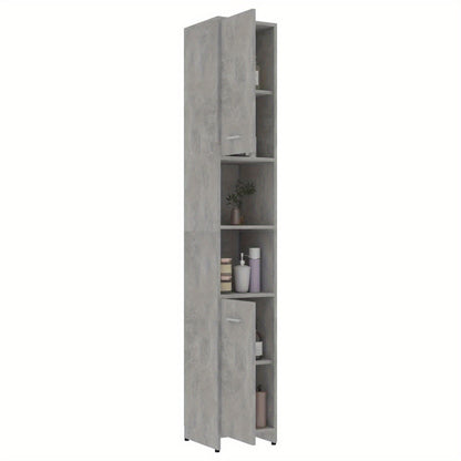 Badkamerkast – Opbergkast – Kolomkast – Kast Met Deuren – Smalle Badkamerkast – Beton Grijs – 30x30x183,5 cm – Gemaakt Van Hygiënisch Kunstmatig Hout