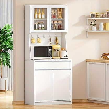 Hoge Keukenkast – Hoge Kast – Opbergkast – Keukenkast Met Werkblad – Witte Kast – Verstelbare Planken – 40x75x180 cm – Praktisch & Ruimtebesparend