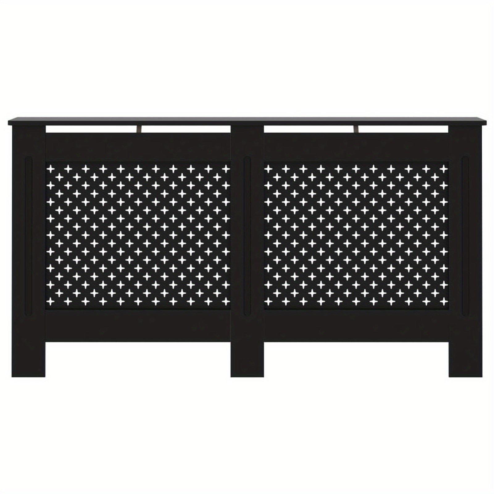 Radiatorombouw – Radiatorafdekking – Radiatorpaneel – Verwarmingsombouw – Radiatoromkasting – Mat Zwart MDF – 152 x 19 x 81,5 cm - QUORE
