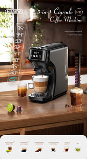 Ariqo Koffiemachine - Koffiezetapparaat - Incl. Melkopschuimer - Capsules - 6-in-1 - Espresso Machine - Warm en Koud - Beige