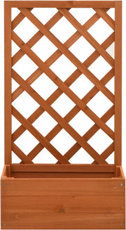 Plantenbak Met Klimrek - Bloembak - Weerbestendig - Met trellis - Buiten - Hout - Plantenbak - 18 Liter - Bruin