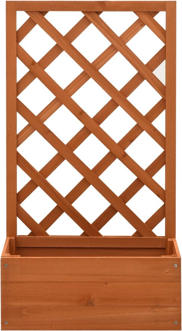 Plantenbak Met Klimrek - Bloembak - Weerbestendig - Met trellis - Buiten - Hout - Plantenbak - 18 Liter - Bruin