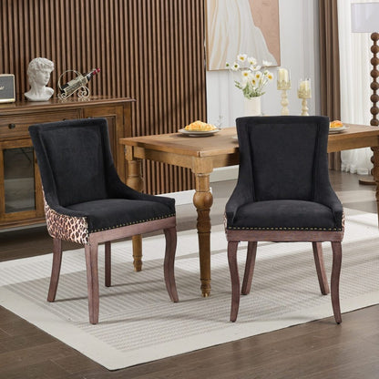 Eetkamerstoel – Kuipstoel – Stoel – Set Van 2 – Luipaardprint – Dikke Stof – Bronzen Spijkernaad – Comfortabel Design