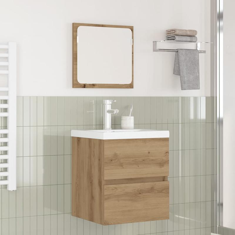 Badkamermeubel – Badmeubel – Wastafelmeubel – Badmeubelset – Spiegelkast – Modern Minimalistisch Design – Zwart Eiken & Wit – Ruimtebesparend & Duurzaam