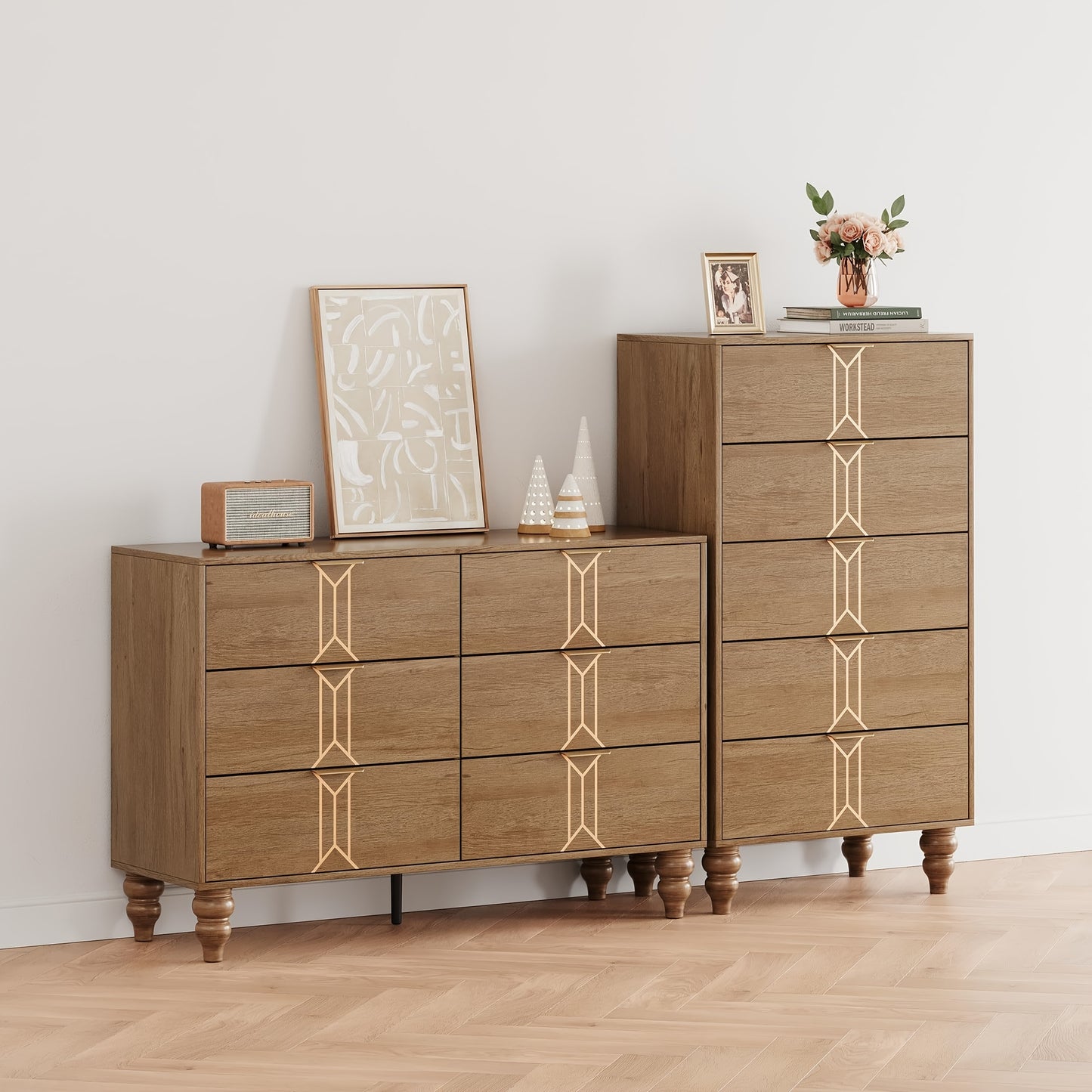 Ladekast – Opbergkast – Kast – Dressoir – Kledingkast – Vrijstaand – Eikenhout – Diepe Lades – Ruimtebesparend – Vintage Design