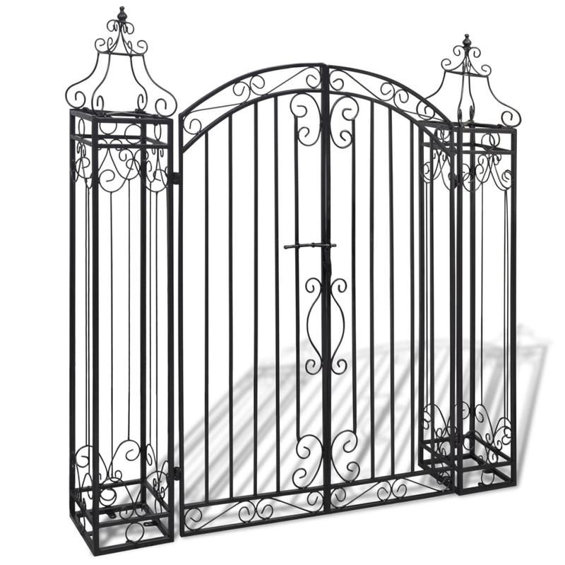 Smeedijzeren Poort – Tuinpoort – Buitenpoort – Entreepoort – Afscheiding – Zwart Design – Duurzaam Smeedijzer – 112x20,5x134 cm