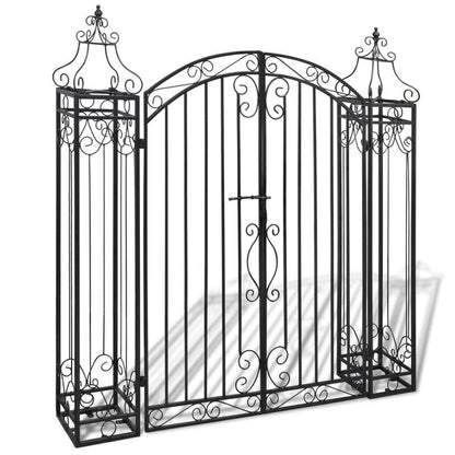 Smeedijzeren Poort – Tuinpoort – Buitenpoort – Entreepoort – Afscheiding – Zwart Design – Duurzaam Smeedijzer – 112x20,5x134 cm