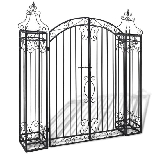 Smeedijzeren Poort – Tuinpoort – Buitenpoort – Entreepoort – Afscheiding – Zwart Design – Duurzaam Smeedijzer – 112x20,5x134 cm