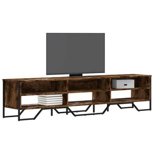 TV Cabinet Smoked Oak 180x34x41 cm Engineered Wood TV Stand Entertainment Center with Storage, Media Television Table for Living Room Bedroom