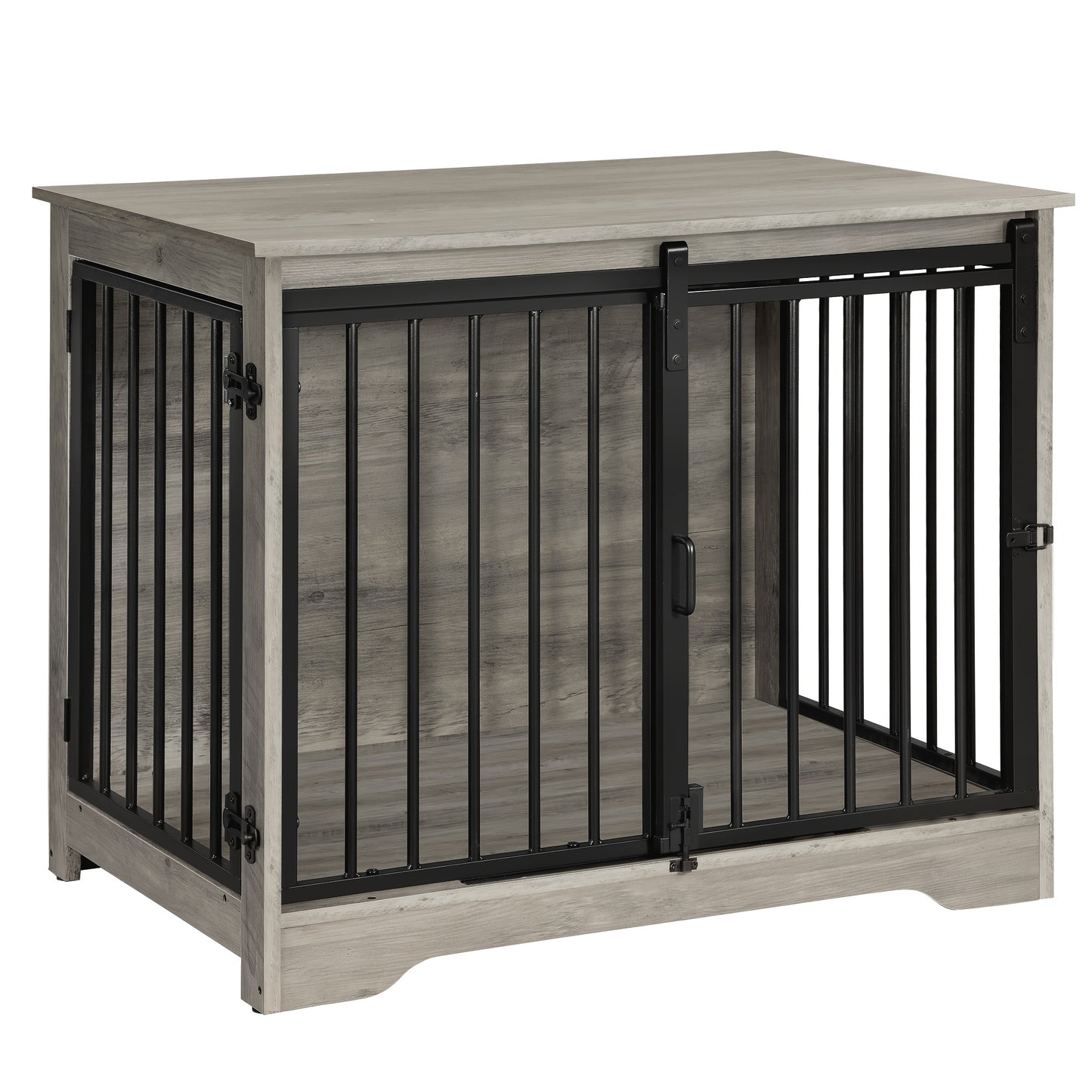 Houten Hondenbench – Hondenkooi – Hondenhok – Huisdier Bench – Hondenren – Lichtgrijs – 2 Deurs Schuifdeur – Geschikt Voor Kleine En Middelgrote Honden