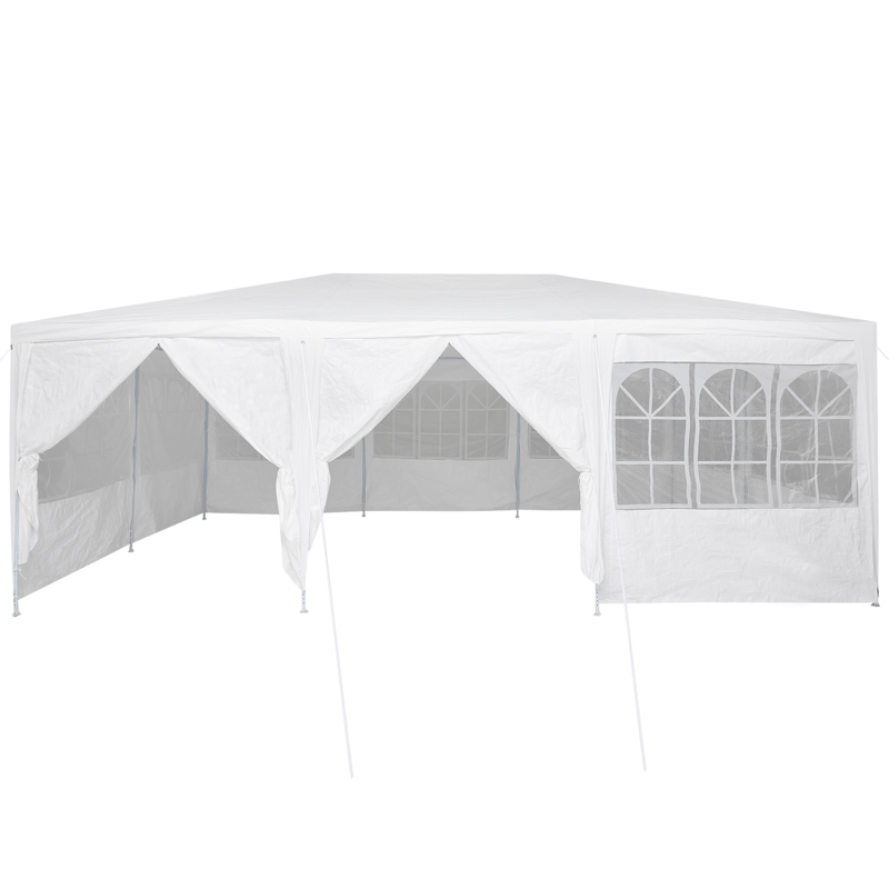 Partytent – Tuinpaviljoen – Feesttent – Paviljoen – Tuintent – 6x4m – Wit – 10 Zijwanden – Waterdicht PE – Weerbestendig Stevig Frame