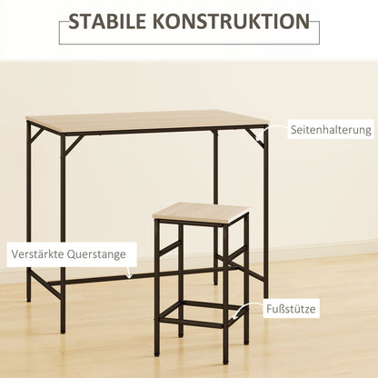 Barset – Barkrukken – Bartafelset – Bar Meubel – Bar Stoelen – Massief Eikenhout – Zwart Stalen Onderstel