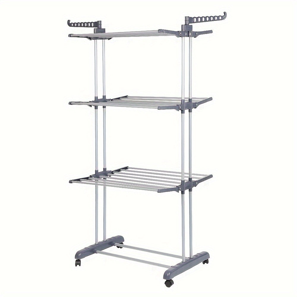 Vertical Space Saving Clothes Drying Rack - Heavy Duty Grey Silver Metal Frame, Rollable Design, 75x49x170cm Large Capacity, Suitable For Indoor/Outdoor Use (Foldable), Drying Racks