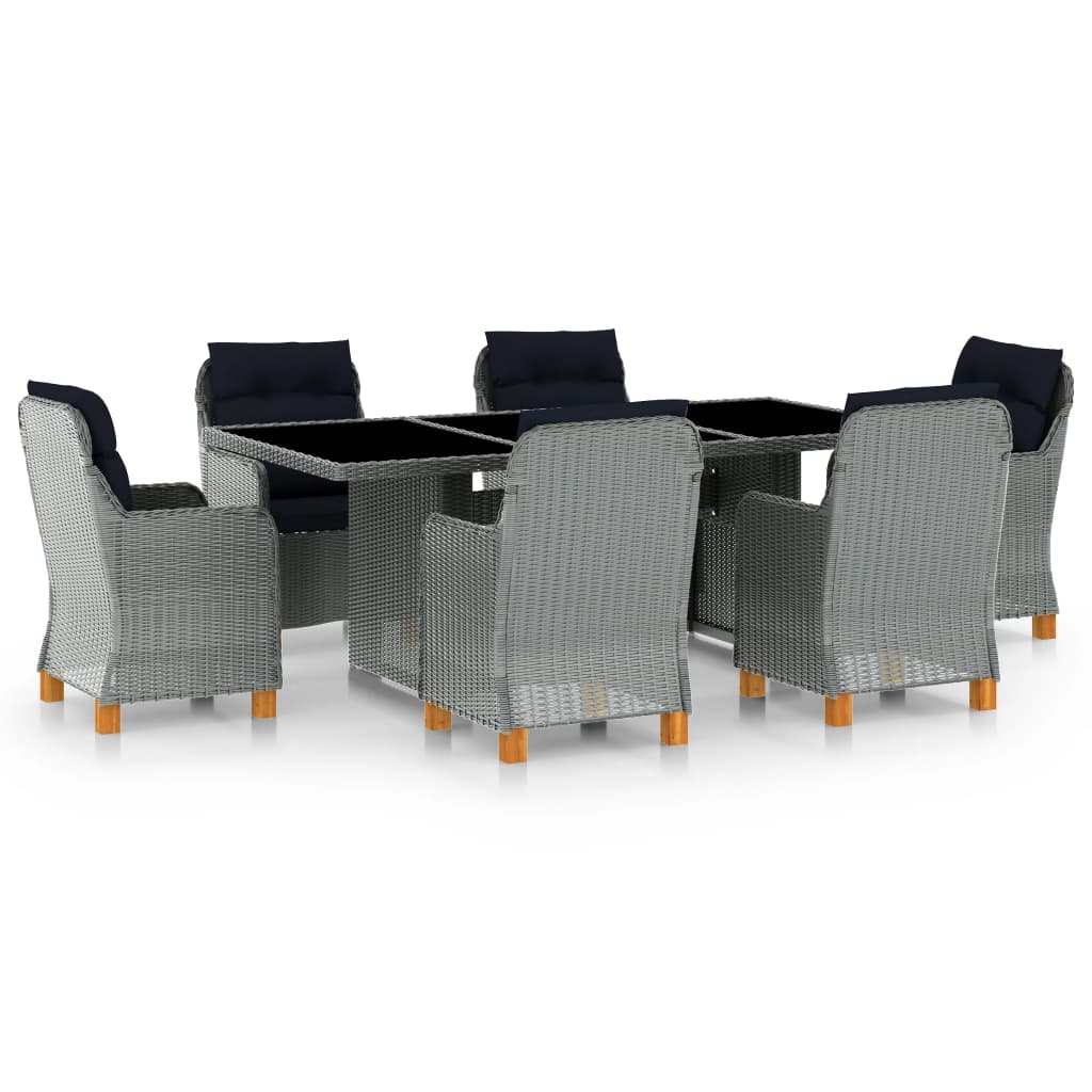 Tuinset – Tuinmeubelset – Diningset – Loungeset – Bistroset – Weerbestendig PE-Rattan – Inclusief Dikke Kussens – Lichtgrijs en Zwart