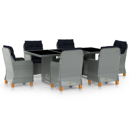 Tuinset – Tuinmeubelset – Diningset – Loungeset – Bistroset – Weerbestendig PE-Rattan – Inclusief Dikke Kussens – Lichtgrijs en Zwart