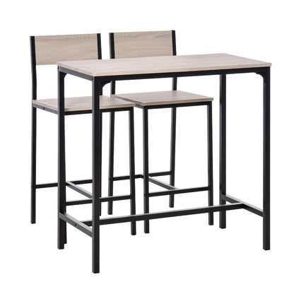 Eettafel Set – Bartafel – Hoektafel – Keukentafel – Barstoelen – MDF Zwart – Compact 89x45x87 cm – Inclusief 2 Stoelen