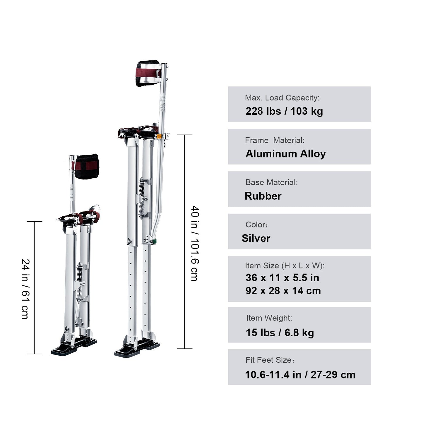 Steigerpennen – Werksteunen – Schalmen – Traplopers – Aluminium Steigers – Verstelbaar 60-102 cm – Inklapbare Knieschermen – Antislip Rubberzolen