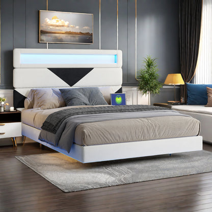 Bedframe – Tweepersoonsbed – Gestoffeerd Bed – Slaapbank – Opbergbed – 160x200 cm – Fluwelen Hoofdbord – LED Verlichting met USB & Type-C Poorten