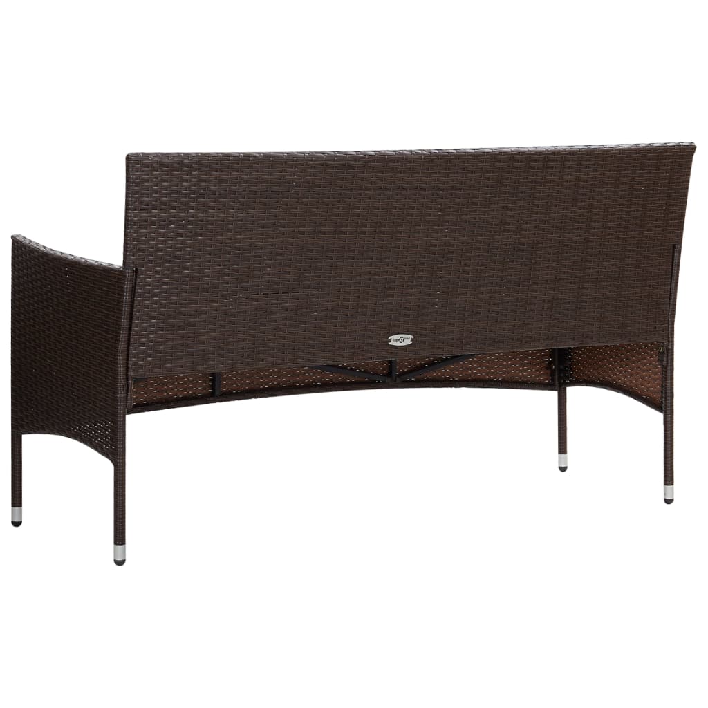 Poly Rattan Tuinset – Garden Set – Loungeset – Balkonmeubilair – Terrasmeubilair – Weerbestendig Polyethyleen Rattan – Comfortabele Afneembare Kussens – Bruin