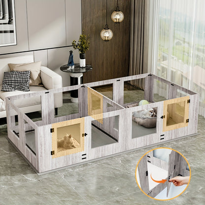 Honden Werpkist – Puppy Bench – Hondenren – Puppy Playpen – Hondenbox – Veilig Glas – Waterdichte Pad – 120x118,6x60 cm – Eenvoudig Schoon Te Maken