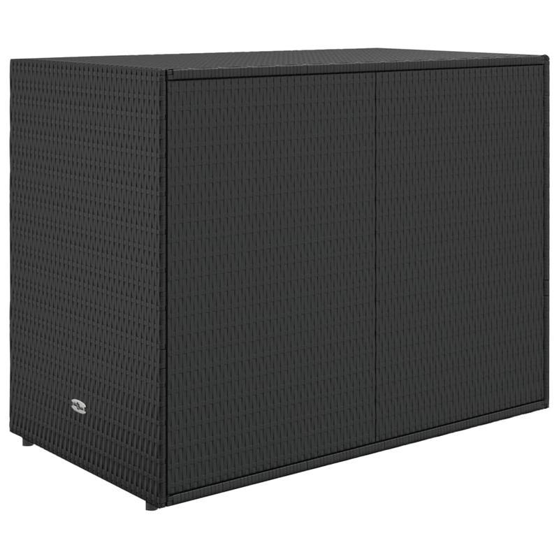 Large Storage Box with Double Doors - Heavy-Duty Poly Rattan Garden Cabinet, 100x55.5x80cm, All-Weather  Plastic Construction with Golden Hinges & Black Finish for Patio, Porch, Garage, Balcony - Multi-Purpose Storage Unit, R