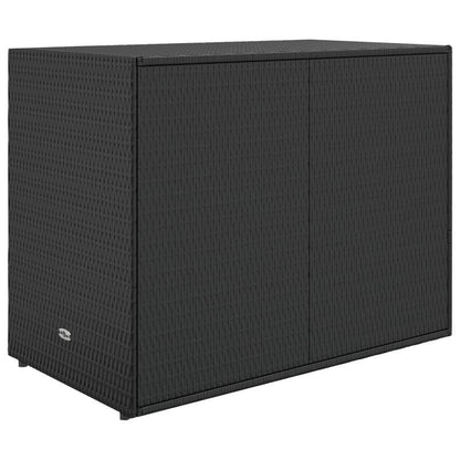 Large Storage Box with Double Doors - Heavy-Duty Poly Rattan Garden Cabinet, 100x55.5x80cm, All-Weather  Plastic Construction with Golden Hinges & Black Finish for Patio, Porch, Garage, Balcony - Multi-Purpose Storage Unit, R