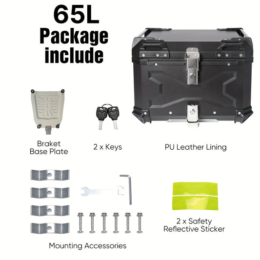 Motorkoffer – Topkoffer – Bagagekoffer – Helmkoffer – Motorbox – 65 Liter Inhoud – Duurzaam Aluminium