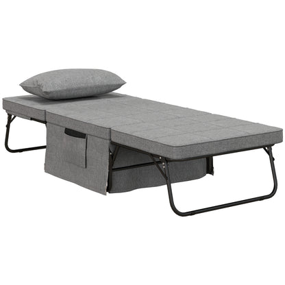 4-in-1 Vouwbed – Slaapbed – Zitbankje – Fauteuil – Voetenbank – 8 cm Matras – Verstelbare Rugleuning met 5 Standen – Ruimtebesparend Stalen Frame