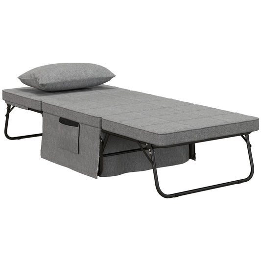 4-in-1 Vouwbed – Slaapbed – Zitbankje – Fauteuil – Voetenbank – 8 cm Matras – Verstelbare Rugleuning met 5 Standen – Ruimtebesparend Stalen Frame