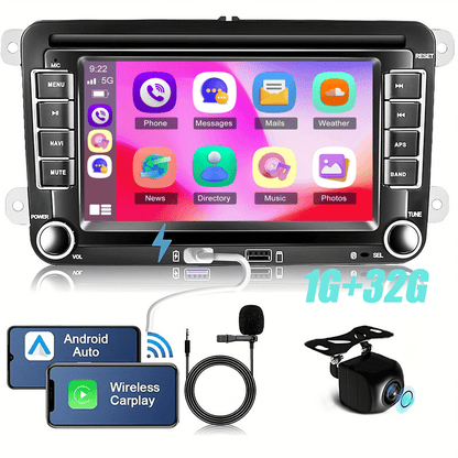 for Volkswagen Golf 5/6, Passat, EOS,, Jetta Android 13 Car Stereo with Wireless CarPlay, GPS Navigation, 7-inch Touchscreen, 1GB RAM/32GB ROM, Compatible for VW Vehicles (FM/RDS Radio, Wireless)
