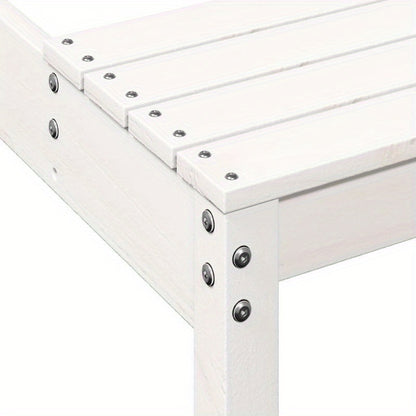 Solid Pine Wood White Modern Picnic Table with White Tabletop & Sturdy A-Frame Legs - Heavy-Duty Portable Design, Durable for Backyard,, Patio, Balcony - Easy Assembly, Low-Maintenance Furniture (110x134x75cm) - Contemporary