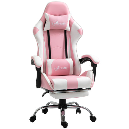 Gamingstoel – Gamestoel – Bureaustoel – Gaming Chair – Game Stoel – Ergonomisch – Verstelbaar in Hoogte – PU Leder – Roze/Wit – 360 Graden Draaibaar – Maximale Belastbaarheid 120 kg