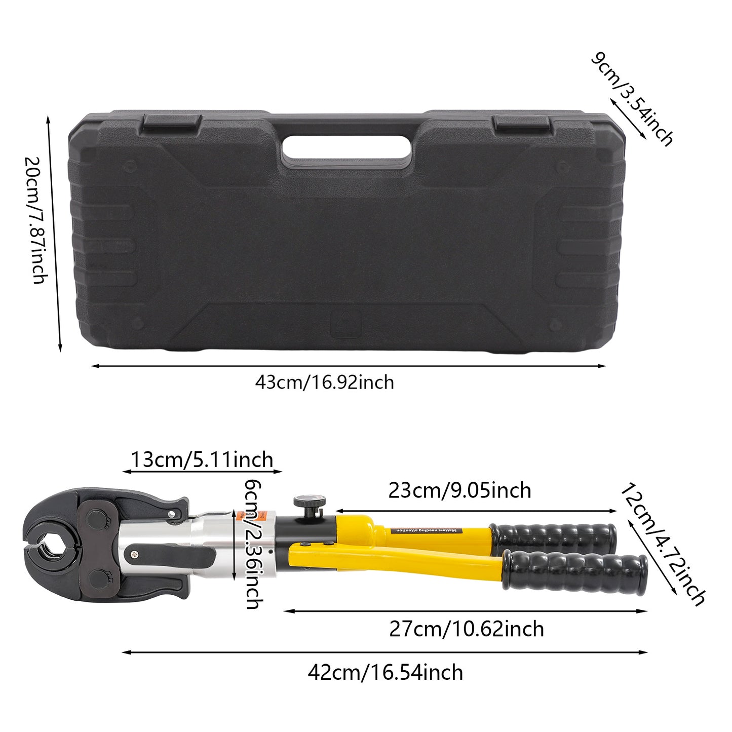 Professional Heavy-Duty Hydraulic Crimping Pliers with Press Tool & 360° Rotating Head - Interchangeable Dies (12/15/18/22/28mm) Suitable for Plumbing, Automotive, - Hydraulic- Crimping Tool