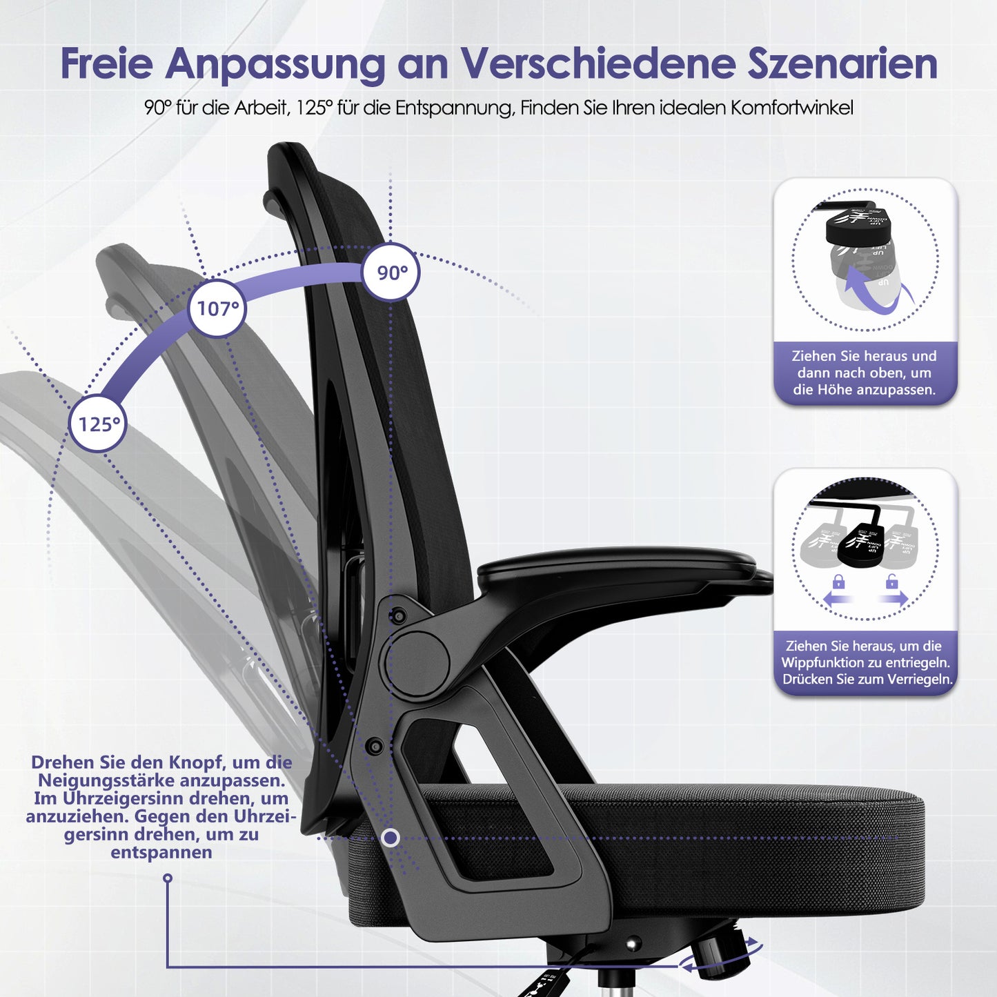 Office Chair with a Load Capacity of 150 Kg, Ergonomic Office Chair, Swivel Chair, Height Adjustable, Leather Office Chair