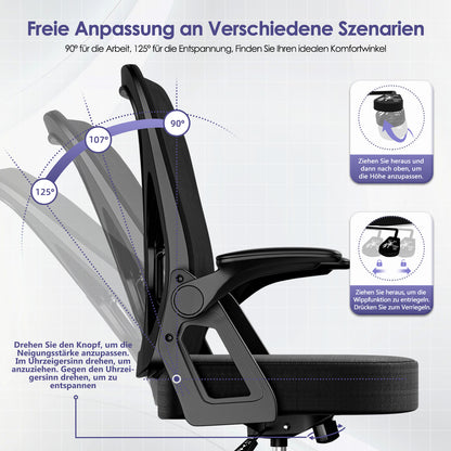 Office Chair with a Load Capacity of 150 Kg, Ergonomic Office Chair, Swivel Chair, Height Adjustable, Leather Office Chair