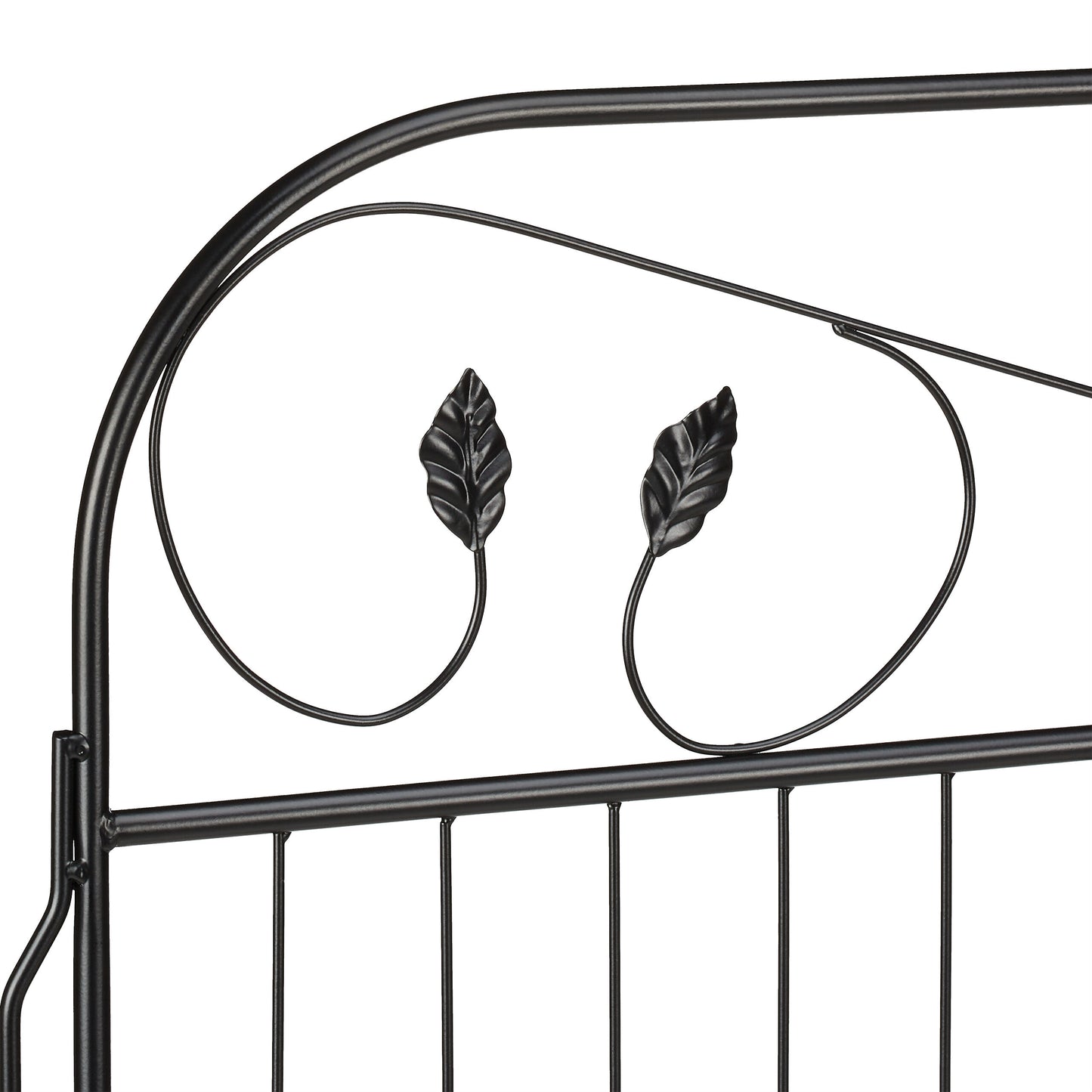 Tuinomheining – Tuinafscheiding – Tuinhek – Sieraad Voor Tuin – 4-Delige Set – Zwart Gecoat IJzer – 375 cm Lang