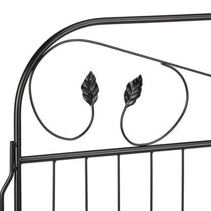 Tuinomheining – Tuinafscheiding – Tuinhek – Sieraad Voor Tuin – 4-Delige Set – Zwart Gecoat IJzer – 375 cm Lang