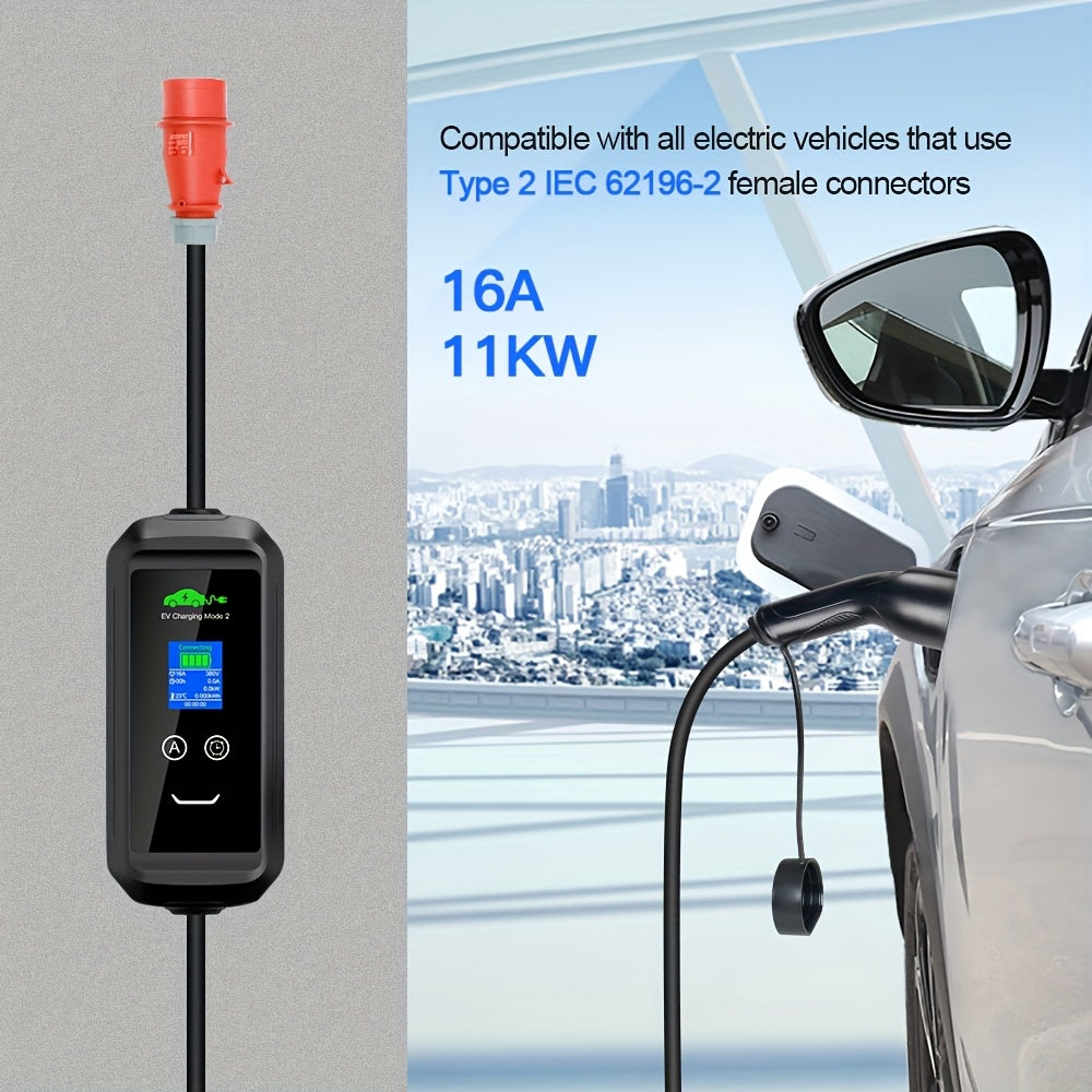 Elektrische Autolader – EV Oplaadkabel – Thuislader – Draagbare Lader – Type 2 Laadstation – 11 kW Vermogen – 5 Meter TPU Kabel