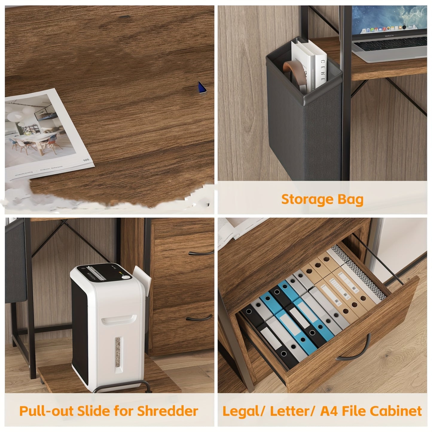 2-Drawer Heavy-Duty Mobile Filing Cabinet & Printer Stand with Shredder Compatibility, 2-Drawer Storage Shelf & Side Bag - Space-Saving Lateral File Organizer for /Office, Easy Assembly (No Wood), ≥27” Height, ≥3.2 Cu F
