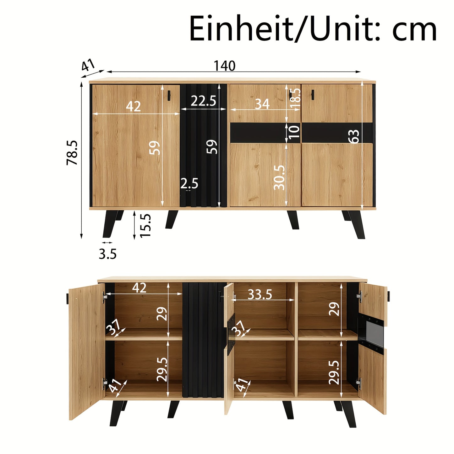 Modern Bamboo Hallway Organizer & Sideboard with Storage - Freestanding Entryway Cabinet with Doors & Shelves, Space-Saving Design for Hallway, Living Room, Bedroom - Easy Assembly, Natural Brown Finish, 140x78.5x41cm (55"x31
