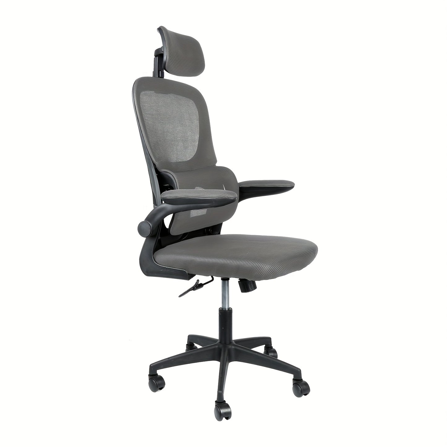 Bureaustoel – Kantoorstoel – Draaistoel – Gamingstoel – Bureaukruk – Ergonomische Lendensteun – Verstelbare Hoofdsteun – Mesh Stof – 150 kg Draagvermogen – Flip-up Armleuningen – Grijs