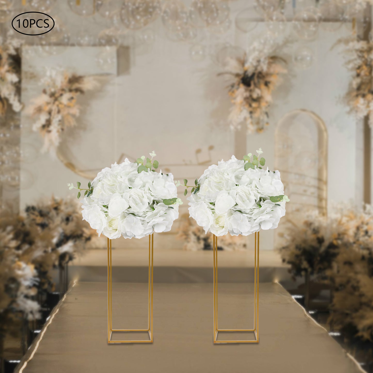 Bloemenbollen – Sierbloemen – Kunstbloemen – Feestdecoratie – Bloemenbol Wit – Set Van 10 Stuks – Diameter 19,9 cm – Onderhoudsvriendelijk & Allergievriendelijk