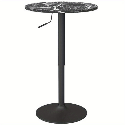 Ronde Bartafel – Bistrotafel – Keukentafel – Eettafel – Barmeubel – Verstelbaar 68-93,5 cm – Kunststof Marmerlook blad