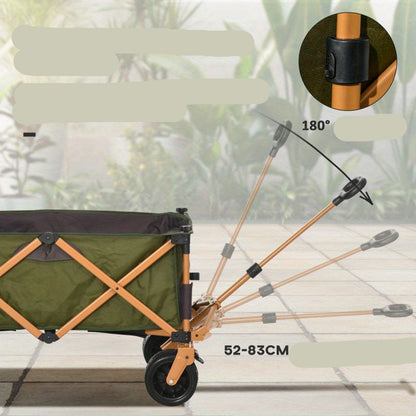 Bollerwagen – Bolderkar – Transportkar – Strandkar – Bolderwagen – Opvouwbaar – Draagvermogen 120 kg – Met Opvouwbaar Tafelblad – Groen - QUORE
