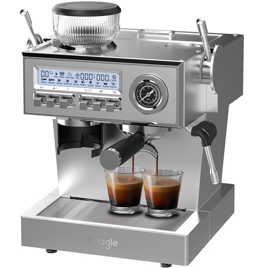 Espressomachine – Koffiezetapparaat – Baristamachine – Halfautomatische Koffiemachine – Espressoapparaat Classic – 20-Bar Italiaanse Pomp – Ingebouwde Koffiemolen met 25 Maalstanden