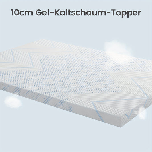 Matras Topper – Matrasverhoger – Slaaptopper – Schuimtopper – Gelmatras Topper – 180x200x10 cm – Wasbare Hoes – Ademend Gel Schuim