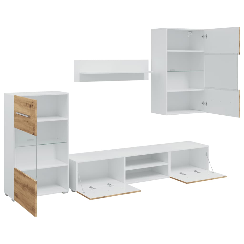 TV meubel – TV kast – TV dressoir – Lowboard – Wandmeubel – Eikenhoutlook – LED Verlichting