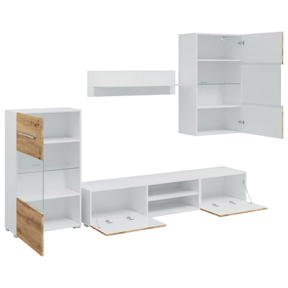 TV meubel – TV kast – TV dressoir – Lowboard – Wandmeubel – Eikenhoutlook – LED Verlichting